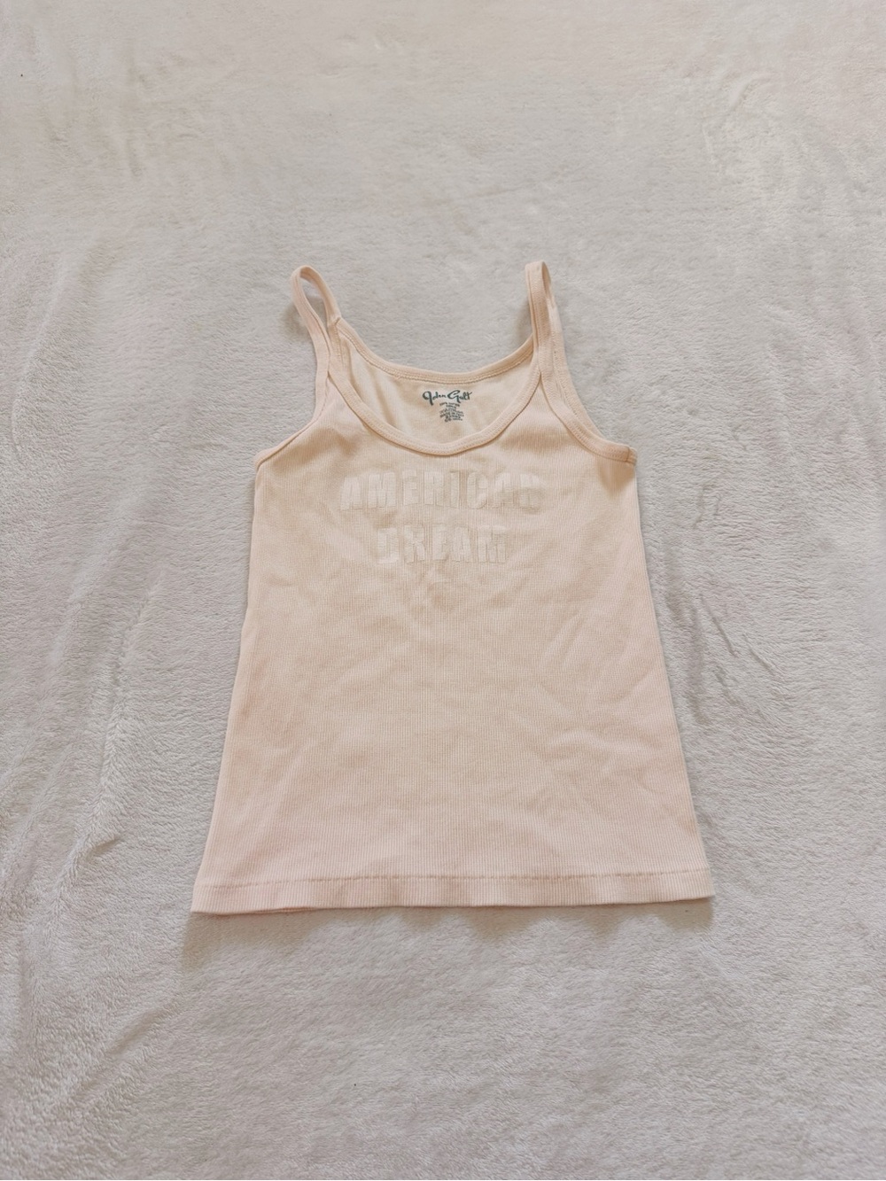 Brandy Melville Light Pink Ribbed Tank with Subtle Front Graphic